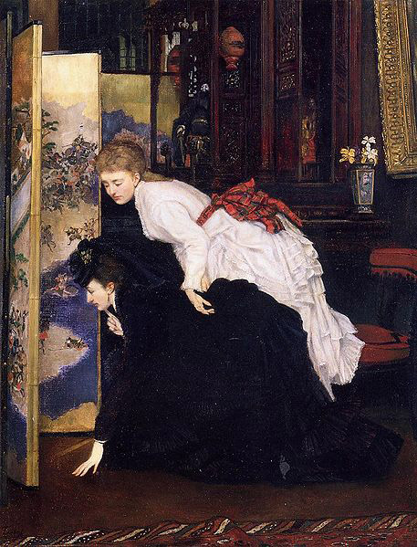 James Tissot Young Women Looking at Japanese Objects